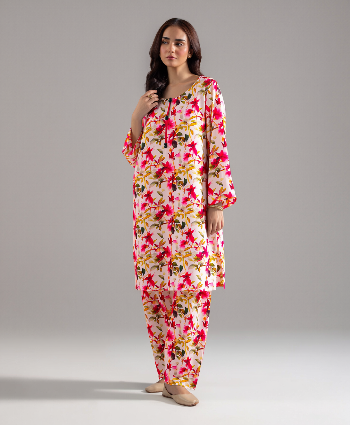 2 Piece - Hot Pink Floral Print