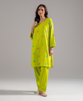2 Piece - Lime Green Embroidered