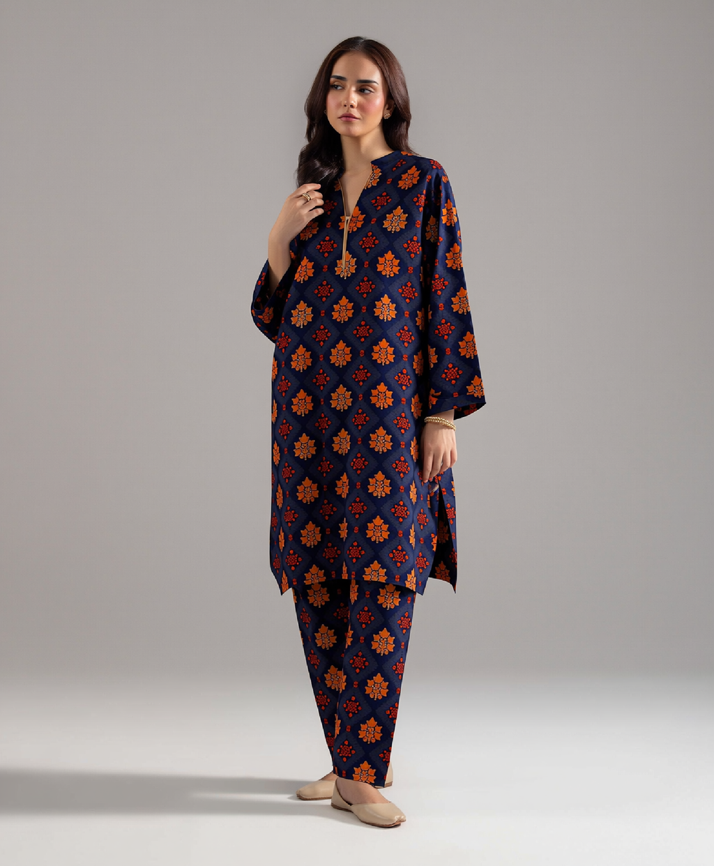 2 Piece - Navy Blue Printed