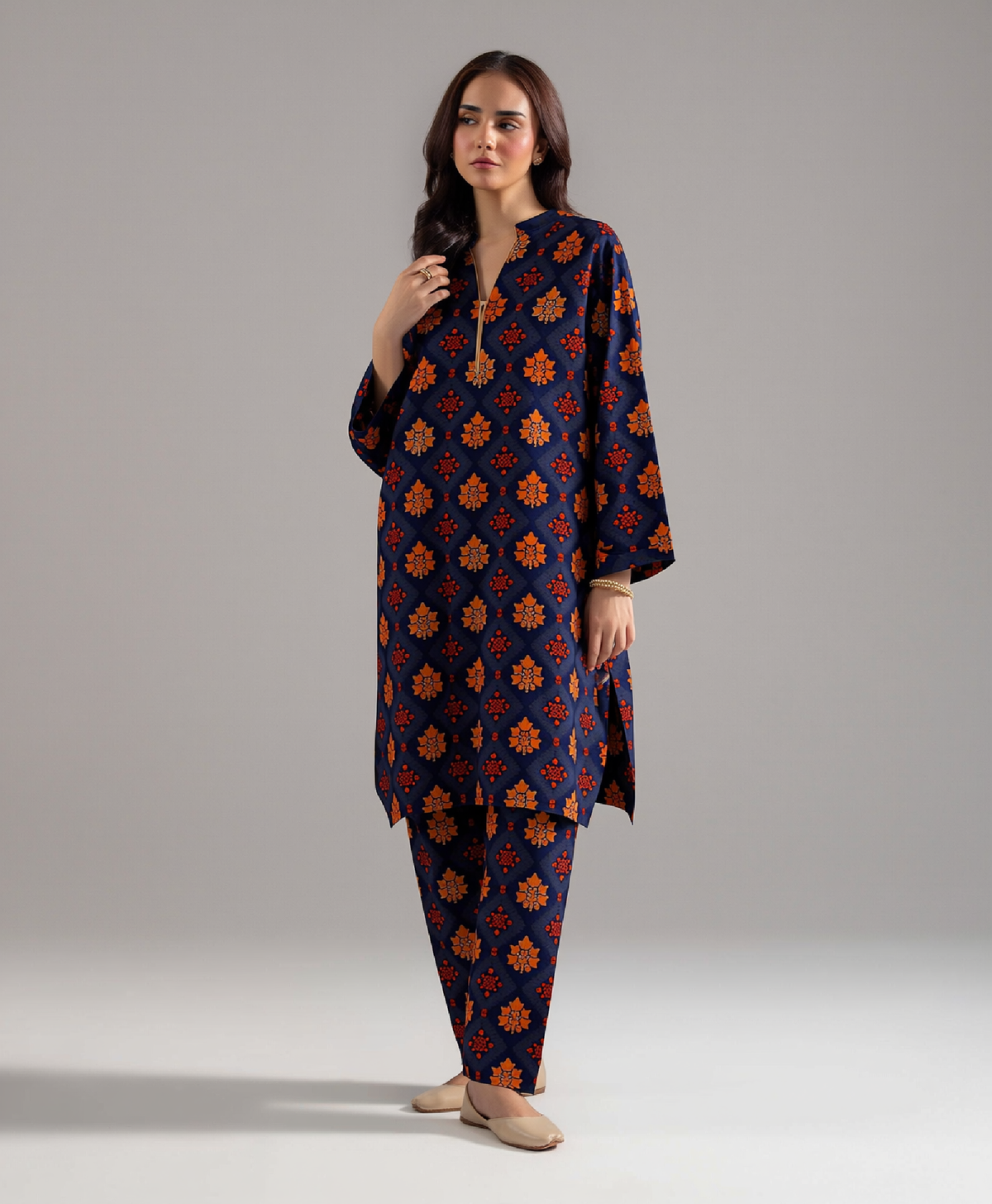 2 Piece - Navy Blue Printed